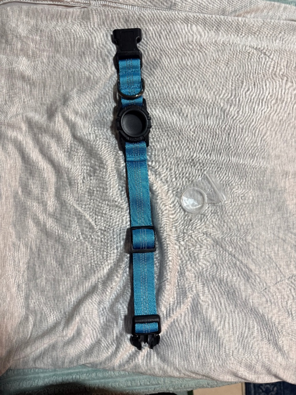 Reflective AirTag Dog Collar Size M Blue Adjustable Pet Collar Holder